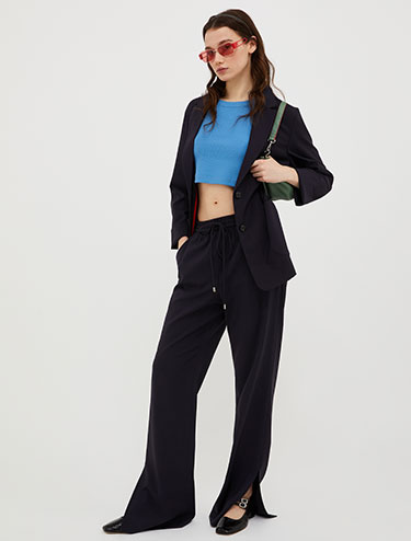 Wool-blend blazer - navy blue - MAX&Co.