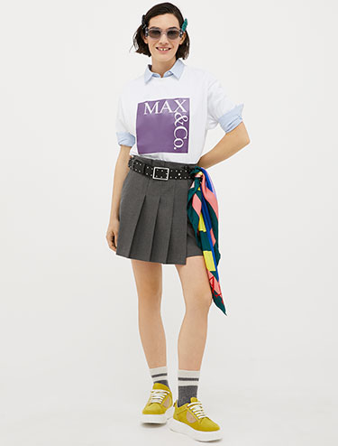 Logo-print T-shirt - purple pattern - MAX&Co.